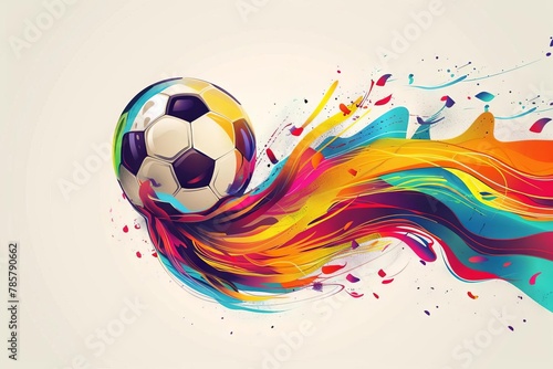 artistic soccer ball illustration with dynamic colorful abstract elements modern sports vector design
