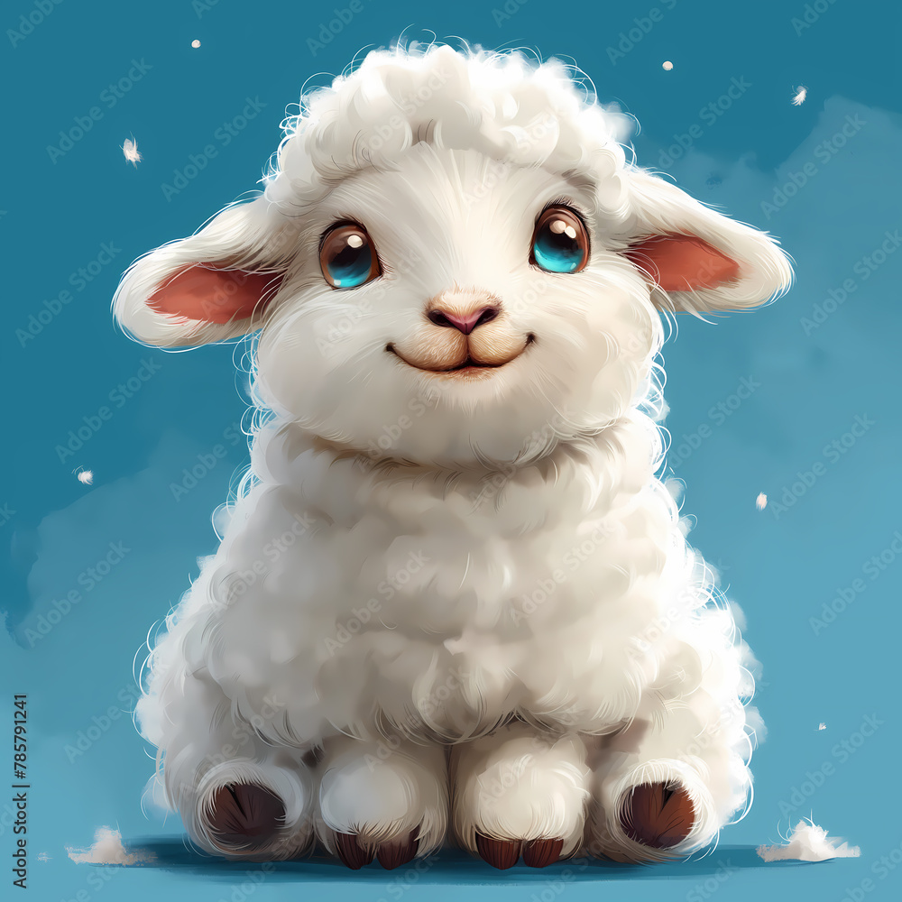 Eid al-Adha card template: Poster design featuring a cartoon sheep, decorated with Islamic motifs, celebrating the Muslim holiday with an illıstration style Eid al-Adha card template: Poster design featuring a cartoon sheep, decorated with Islamic motifs, celebrating the Muslim holiday with an illıstration style