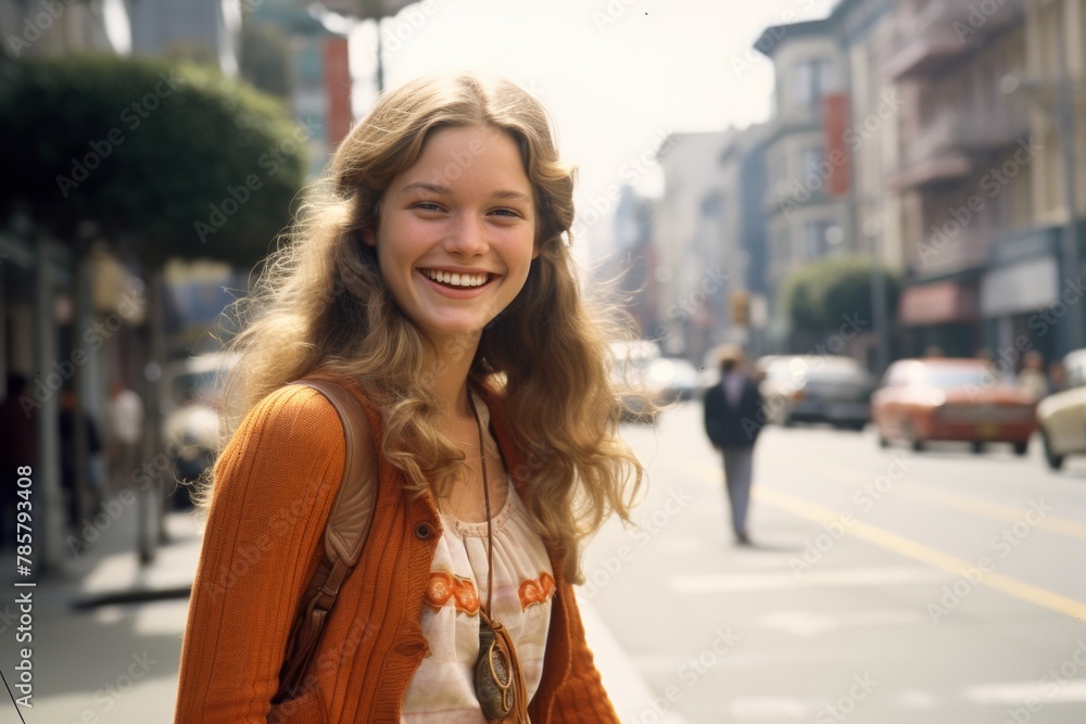 Caucasian American hippie woman in the 1970s Caucasian American hippie woman in the 1970s