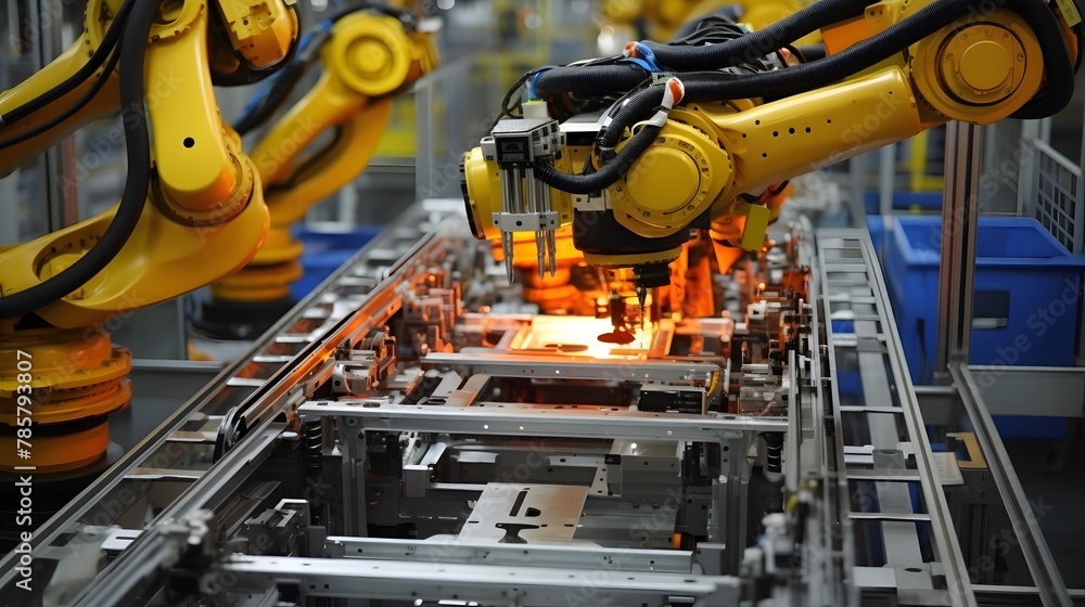 Fototapeta premium Photo of robotic automation system in factory