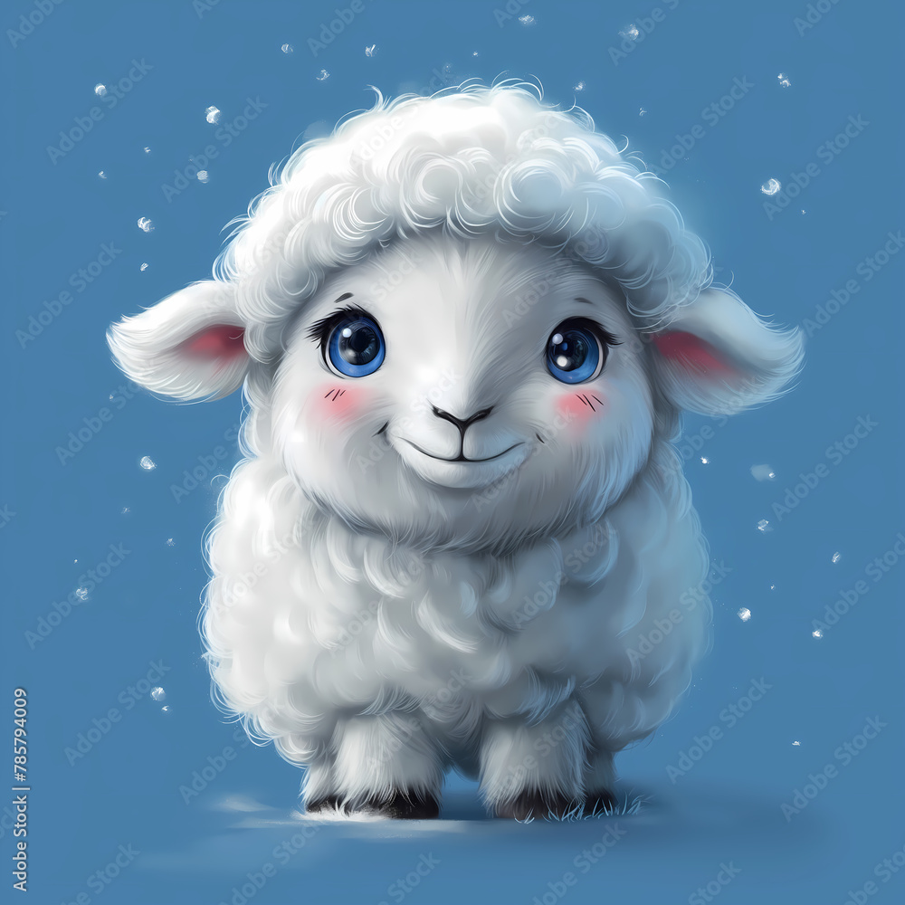 Eid al-Adha card template: Poster design featuring a cartoon sheep, decorated with Islamic motifs, celebrating the Muslim holiday with an illıstration style Eid al-Adha card template: Poster design featuring a cartoon sheep, decorated with Islamic motifs, celebrating the Muslim holiday with an illıstration style