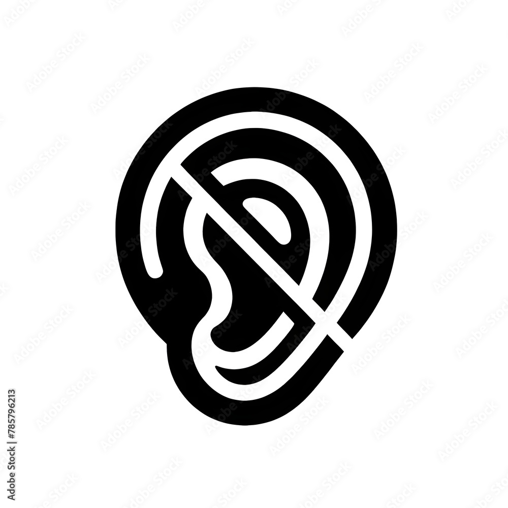 Simple hearing impaired symbol in black and white Simple hearing impaired symbol in black and white