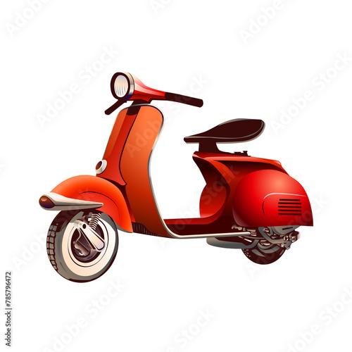red moped vintage nice illustration photo