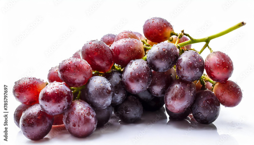 red grapes with water drops isolated on white background red grapes with water drops isolated on white background