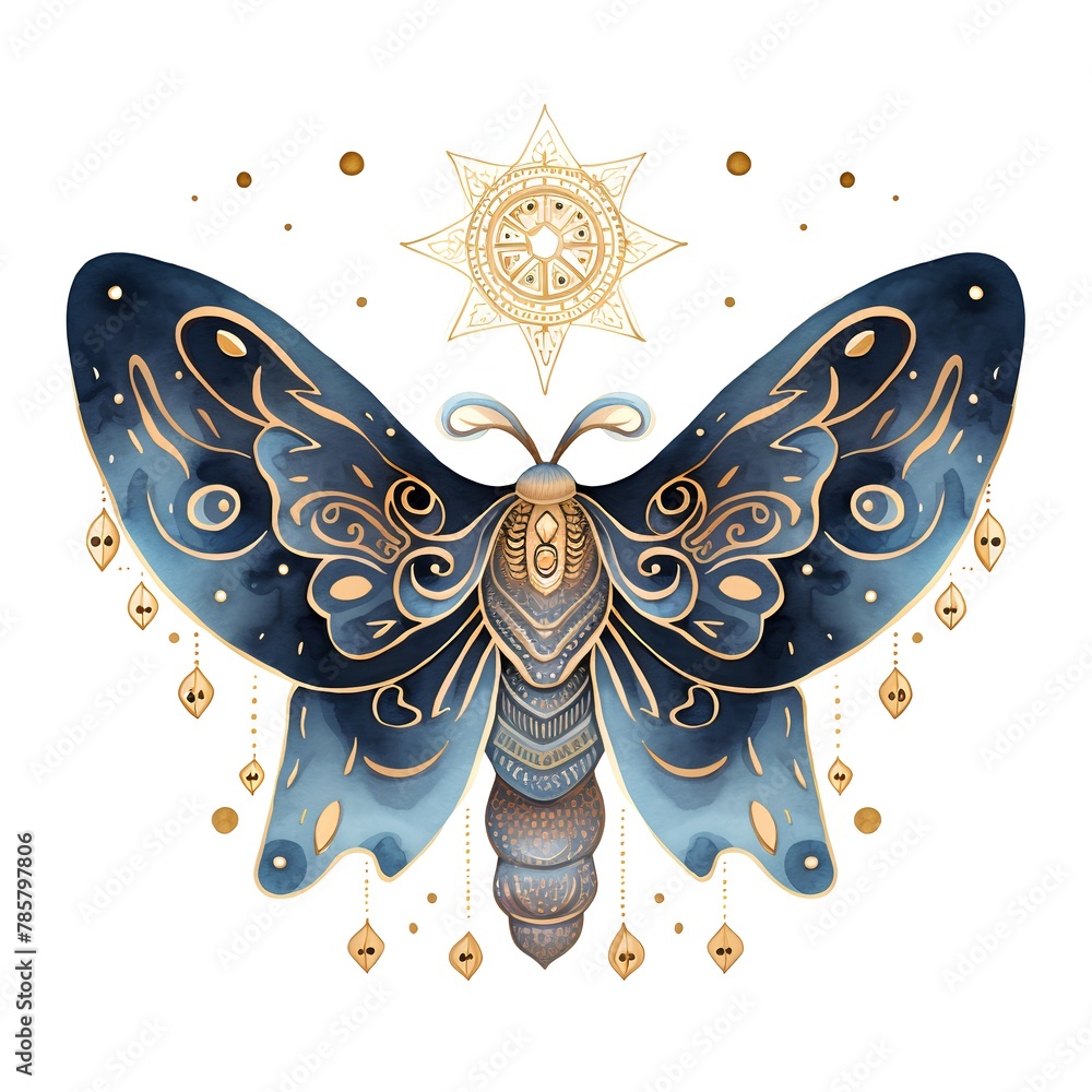 Beautiful vector illustration with hand drawn butterfly and stars on white background. Beautiful vector illustration with hand drawn butterfly and stars on white background.
