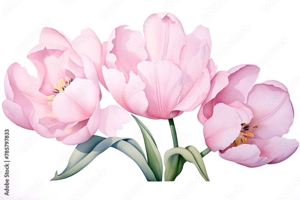 Bouquet of pink tulips isolated on white background. Vector illustration. Bouquet of pink tulips isolated on white background. Vector illustration.