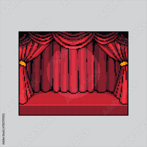Pixel art illustration Theatre Curtain. Pixelated Curtain Show. Curtain Show Theatre pixelated for the pixel art game and icon for website and video game.