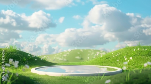 3D landscape C4D cartoon cute style background material photo