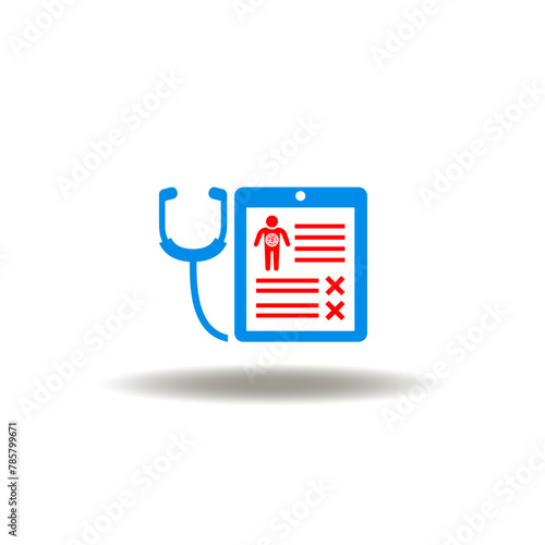 Vector illustration of negative checklist health patient examination and stethoscope. Icon of sepsis examination, screening. Symbol of patient diseases test.
