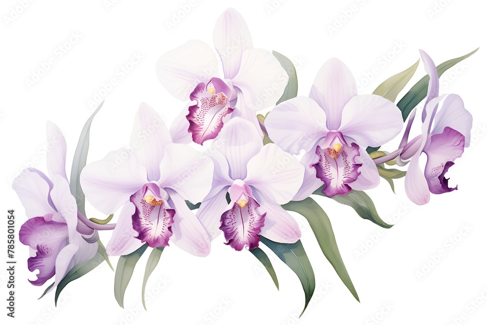 Orchid flowers bouquet isolated on white background. Vector illustration. Orchid flowers bouquet isolated on white background. Vector illustration.