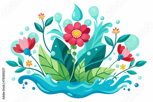 Charming 2D design with delicate flowers adorning a pristine white background.