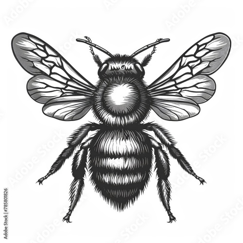 Engraving style illustration of a bee © Songsak