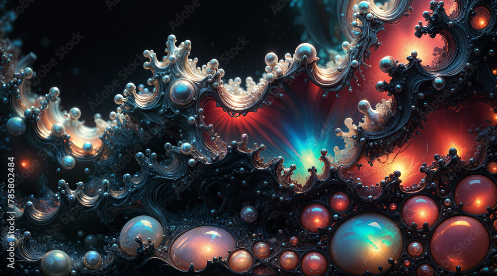 surreal dreamscape fantasy scene filled with precious extravagance and otherworldly beautiful ocean pearls, radiating iridescent opal shimmer and intricate texture waves of opulence and decadence. surreal dreamscape fantasy scene filled with precious extravagance and otherworldly beautiful ocean pearls, radiating iridescent opal shimmer and intricate texture waves of opulence and decadence.