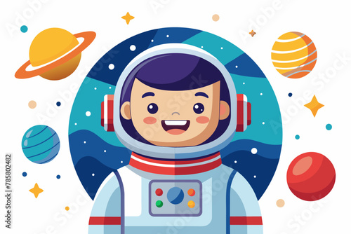 An astronaut floats gracefully in the vastness of space, their vibrant suit contrasting against the pure white background.