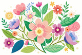 Charming white background adorned with vibrant floral blooms.