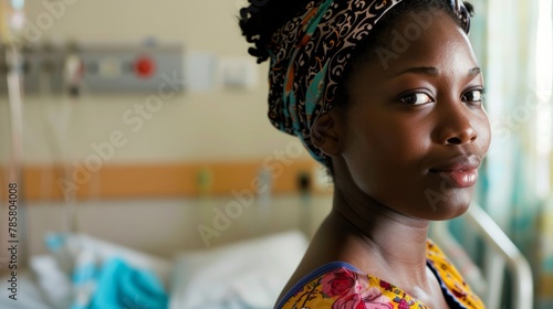 Amidst the chaos of a bustling hospital a midwife calmly observes and guides a womans labor her calming presence providing support and reassurance to the expectant mother. . photo