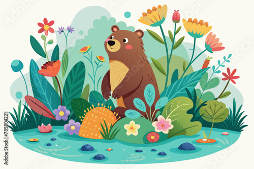 Charming bears adorned with flowers against a pristine white backdrop.