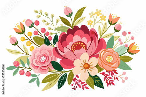 Beautiful and charming bouquet of flowers on a white background.