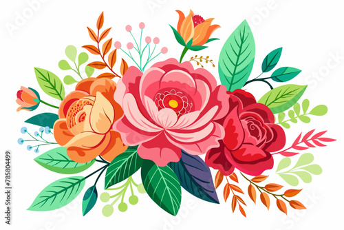 Beautiful and charming bouquet of flowers on a white background.