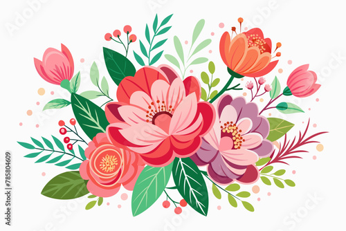 Beautiful and charming bouquet of flowers on a white background.