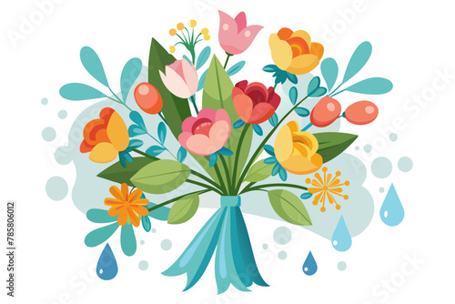 Charming bouquet of vibrant flowers against a pristine white backdrop.