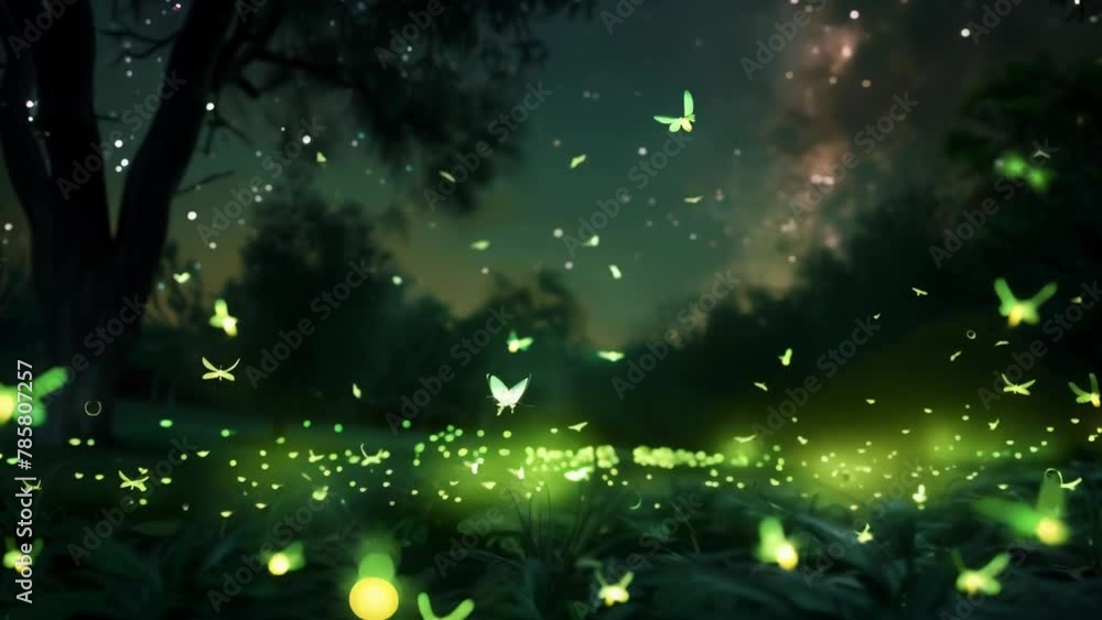 Vidéo Stock Countless fireflies dance and flicker in an enchanting ...