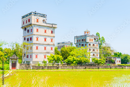 Diaolou Group in Zili Village, Kaiping Diaolou, Jiangmen, Guangdong, China photo