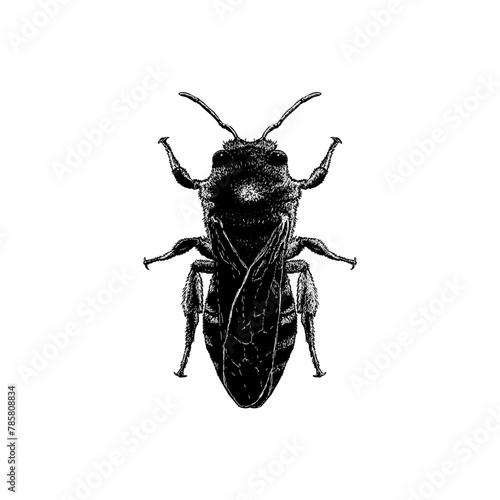 Ivy Bee hand drawing vector isolated on background.