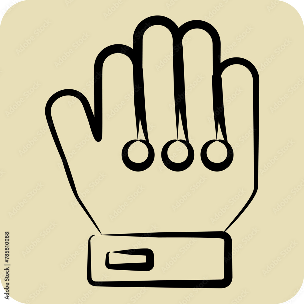 Icon Goal Keeper Gloves. related to Football symbol. hand drawn style. simple design illustration Icon Goal Keeper Gloves. related to Football symbol. hand drawn style. simple design illustration