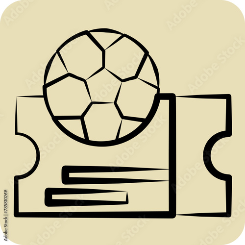 Icon Ticket. related to Football symbol. hand drawn style. simple design illustration