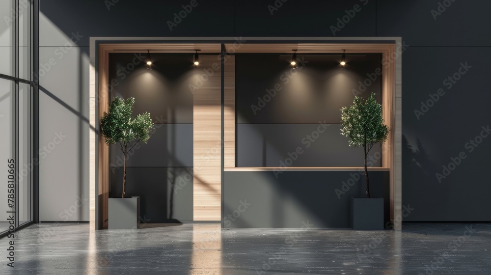 Blank mockup of a dualsided kiosk for two separate businesses to operate. . Blank mockup of a dualsided kiosk for two separate businesses to operate. .