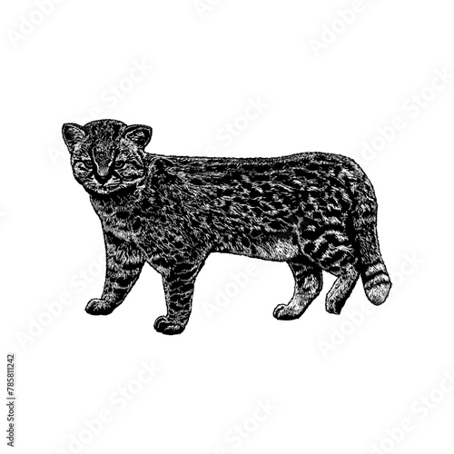 Kodkod hand drawing vector isolated on background.