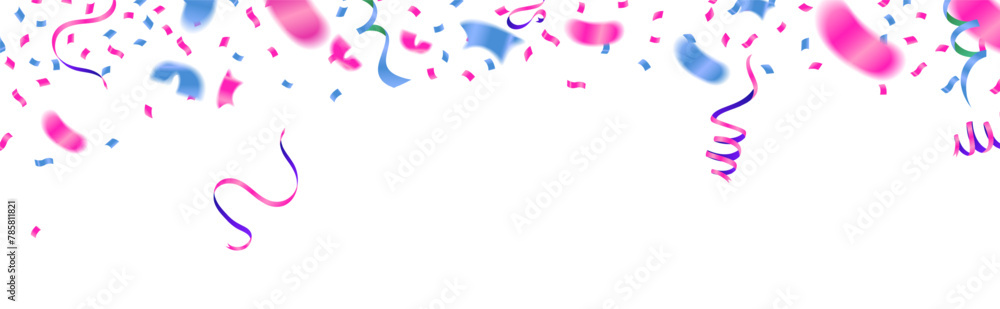 Celebration background template with confetti and streamers on white background. Vector illustration Celebration background template with confetti and streamers on white background. Vector illustration