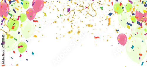 Green balloons with Decorative element for party invitation design. Vector illustration