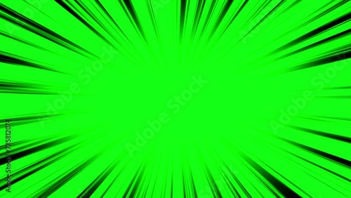 緑色の背景に黒い集中線のフレーム - シンプルなマンガの効果線の背景･フレームの動画素材 - 16:9 photo