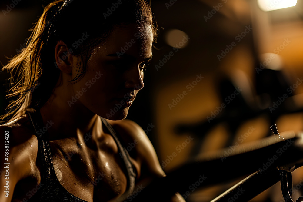 Portrait of young fitness woman exercising in the gym