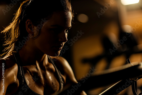 Portrait of young fitness woman exercising in the gym