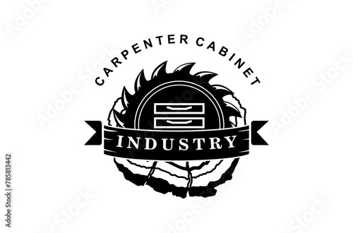 Carpenter cabinet wood worker, logo design illustration