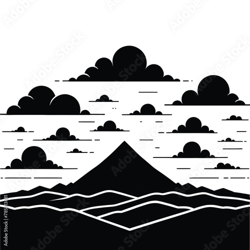 Mountain and Clouds Silhouette