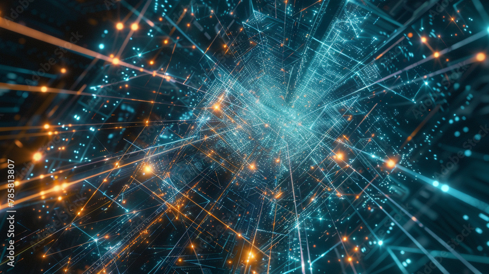 Fototapeta premium Virtual network of spatial images