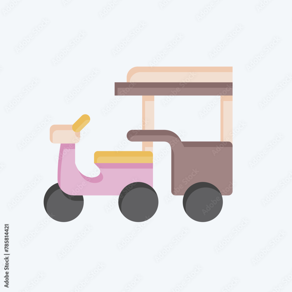 Icon Tuk Tuk. related to Cambodia symbol. flat style. simple design editable. simple illustration Icon Tuk Tuk. related to Cambodia symbol. flat style. simple design editable. simple illustration