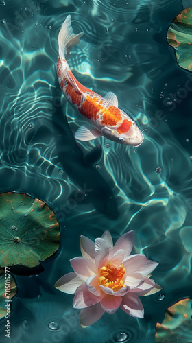 Koi fish swimming in the pond