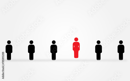 Women standout from a crowd, women image in a group of men, men vs women