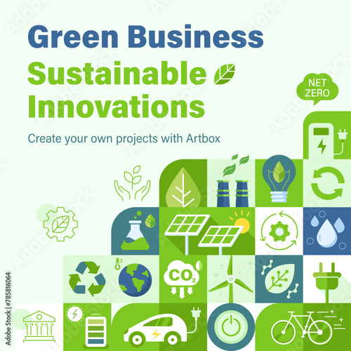 Green Business Sustainble Innovation Square Background