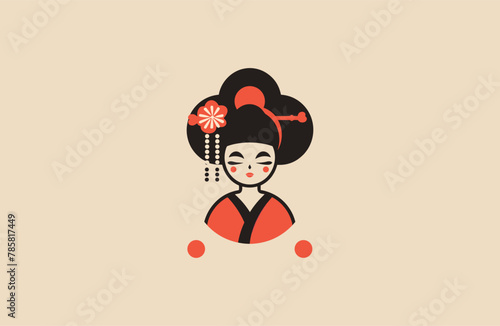 Geisha vector mascot logo design