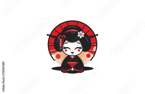 Geisha vector mascot logo design