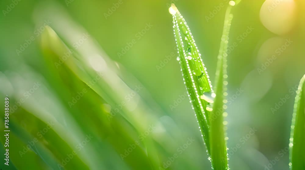 Morning Light on Dew-Kissed Wheat A Macro Close-Up Against a Soft Green Background Morning Light on Dew-Kissed Wheat A Macro Close-Up Against a Soft Green Background