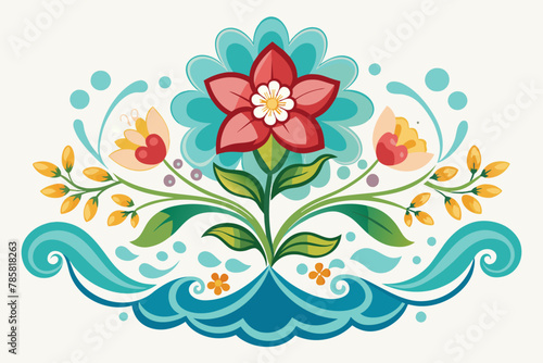 Charming floral ornament adorned with an array of vibrant blooms on a pristine white background.