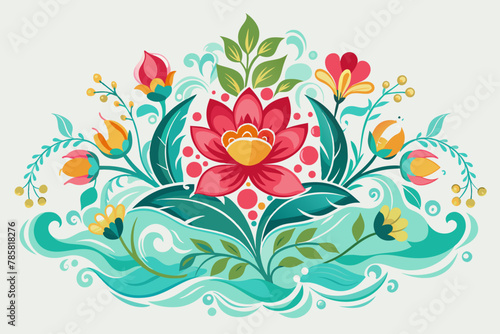 Floral ornament with charming flowers adorning a white background