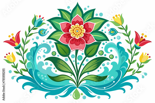 Floral ornament adorned with enchanting flowers on a pristine white background.